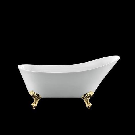 Vasca da bagno freestanding con piedini BALMAIN Bianca 161 cm Piedini di aquila Dorati (1/5)