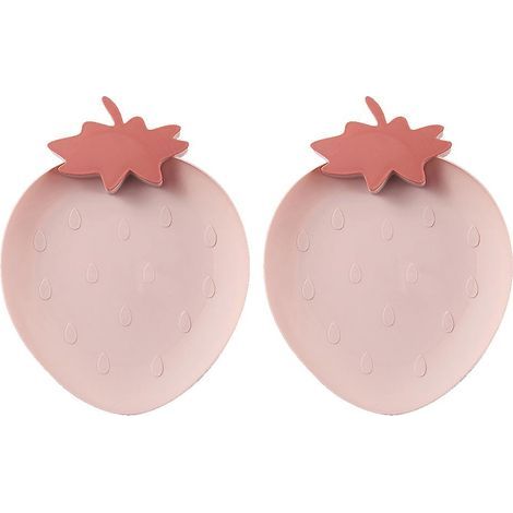 Plateaux en plastique à la fraise Assiettes à collations Bols de cuisine, 2 assiettes en plastique en emballage de service Plateaux (1/5)