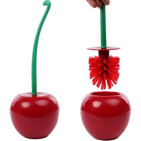 Brosse et Support de Toilette Cerise Brosse de Toilette Plastique Brosse Toilette Cerise Brosse WC Design Original Balayette WC Outil de Nettoyage de Salle de Bain Décoratif (1/5)