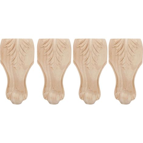 Quatre pieds sculptés pour armoire/canapé/table basse, adaptés aux armoires, meubles de chambre d'amis, etc., mesurant 15 x 6 cm, en bois durable. (1/5)