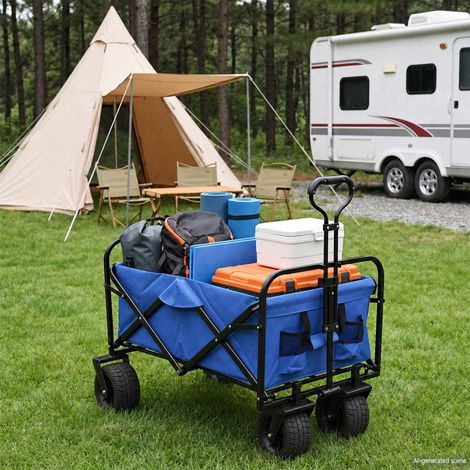 vidaXL Carrito de compras plegable 89 x 63 x 96 cm Azul 200 kg (1/5)
