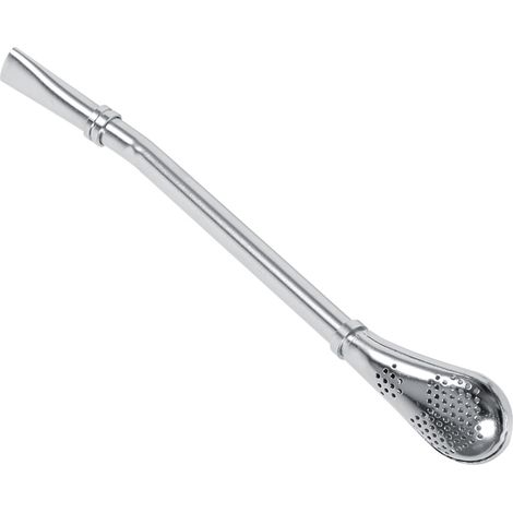 Cuillère filtrante en acier inoxydable pour maté, paille bombilla avec passoire, lot de 2, argent, robuste et réutilisable (1/5)