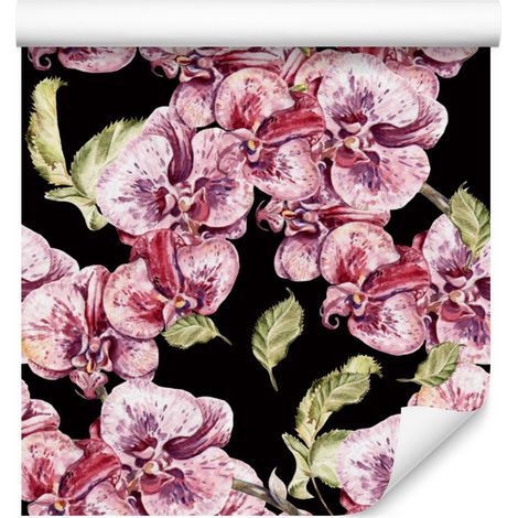 Papel pintado con flores de orquídeas para salón y dormitorio, 50x1000 cm. (1/5)