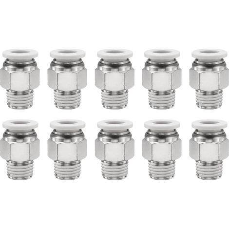 10 Pcs Connexion Pression Raccord 3/8" Tube DE x 1/4" NPT Blanc (1/5)