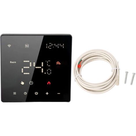 QORVA- Thermostat domestique intelligent, contrôle par application, écran tactile numérique, contrôleur de température intérieure, 100-250VAC, 16A, WIFI (1/4)