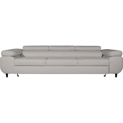 CHARLIE - Canapé droit convertible tissu chiné 3 places Gris clair (1/5)