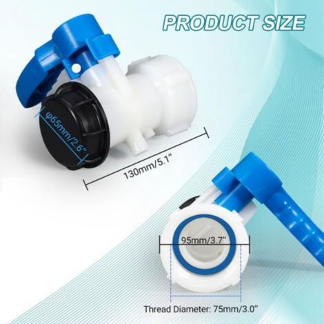 Vanne cuve -Vanne papillon-Vanne pour Cuve 1000 litres IBC 62mm, Adaptateur Universel De Réservoir d'eau Robinet de Valve de Réservoir (1/4)