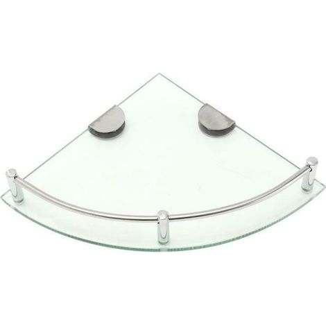 Étagère de Douche d'Angle en Verre - Étagère Murale pour Salle de Bains - Tablette de Coin - 20 x 20 x 4 cm (1/4)