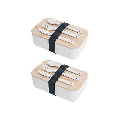Tragbare Lunchbox mit Bambusdeckel, isoliert, ideal für Büroangestellte, japanische Sushi-Lunchbox, cremeweiß