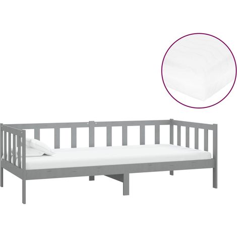 Maison Exclusive - Tagesbett mit Matratze 90x200 cm Grau Kiefer M