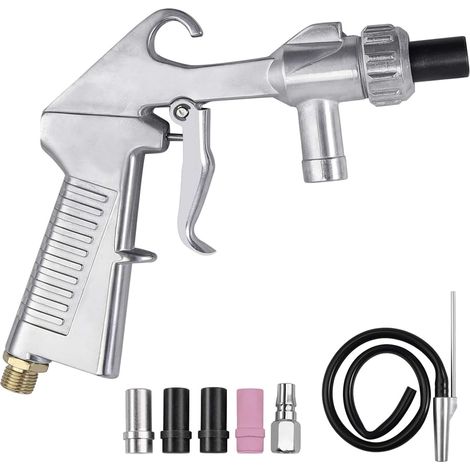 Sandblaster Gun Pneumatic Sandblaster Kit with 4 Nozzles, Air Compressor Gun for Surface Polishing (1/5)
