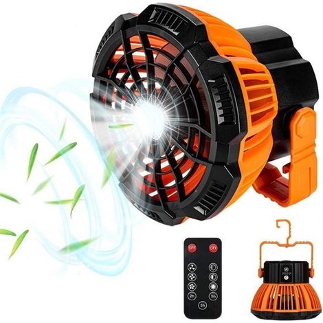 Ventilateur de camping 3-en-1 – Silencieux, Lampe LED, télécommande, batterie 5200mAh – pour le camping et l'extérieur (1/5)