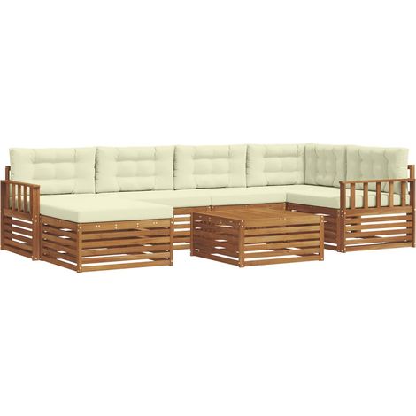 Conjunto de sofás de exterior 7 uds. Natural y Crema vidaXL (1/5)