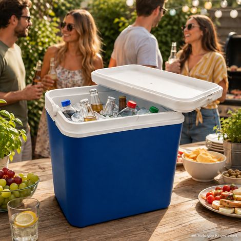 Kühlbox 24 Liter mit Henkel blau/weiß-MKB100 (1/5)