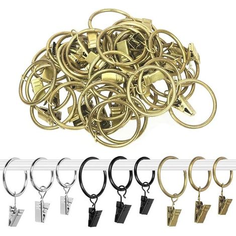 Gardinenringe mit Clips – 1,4 Zoll Innendurchmesser – Passend für Gardinenstangen bis zu 1 Zoll Durchmesser (1/5)