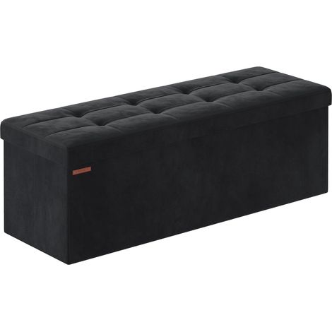 Banc de Rangement, Pouf Pliable, 38 x 110 x 38 cm, Bout de Lit, Repose-Pieds, Coffre de Rangement, Charge jusqu'à 300 kg, pour Salon, Chambre, Entrée, Noir d'encre LSF277B01 (1/5)