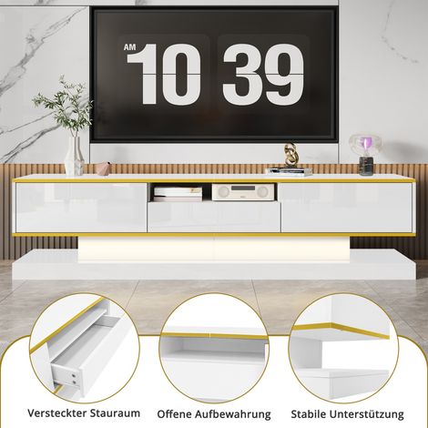 Mueble TV aparador almacenaje 180x38x45 blanco HAVRYA (1/5)