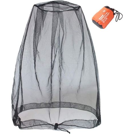 Filet anti-insectes pour la tête, le visage, les insectes, les moucherons des activités de plein air, avec sac de rangement,noir (1/5)