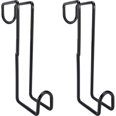 Lot de 2 crochets de 20 cm pour licol, porte-brides, crochets métalliques pour seaux d'eau, accessoires d'écurie, noir (1/5)