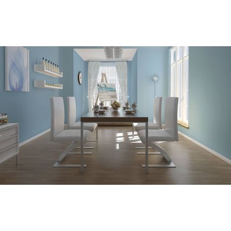 Maison Exclusive - Esszimmerstühle 4 Stk. Weiß Kunstleder (1/5)