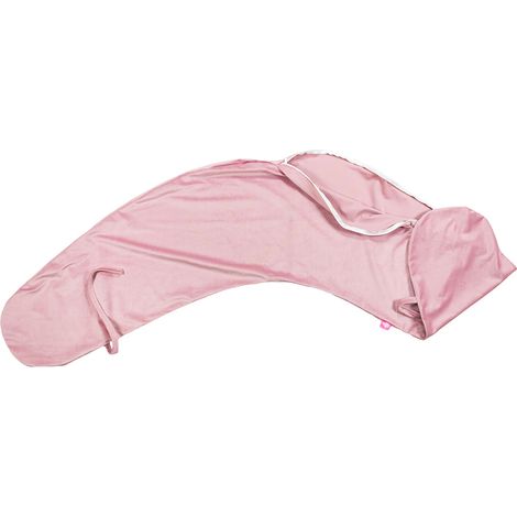 Housse de coussin en velours pour grand coussin de grossesse BabyUniverse en forme de cocon boomerang - rose poudré (1/4)