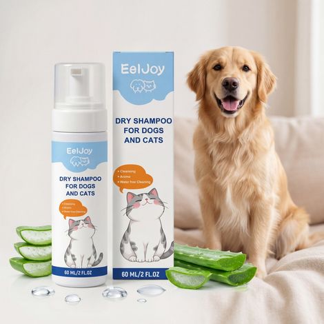 Shampoing sans rinçage pour chiens et chats : nettoie, rafraîchit, s’essuie facilement, pratique pour le nettoyage quotidien et constitue un produit indispensable pour vos animaux de compagnie – 60 ml (1/5)