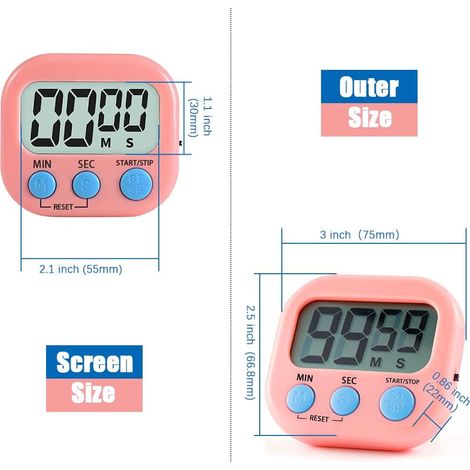 1 Minuteur magnétique, Grand écran LCD, Alarme puissante, Support et crochet, Cuisine et étude