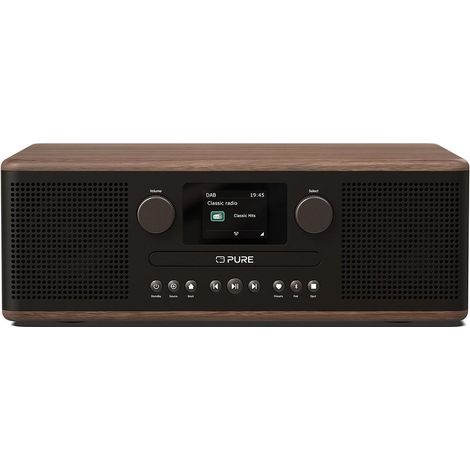 Lecteur CD stéréo PURE Classic C-D6 Hi-Fi Bluetooth 5.3 DAB+ FM 2x15W Noir Coffee