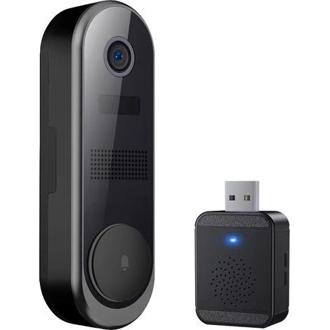 Sonnette vidéo sans fil, détection humaine par IA, vue en direct, vision nocturne, stockage en nuage, Wi-Fi, alimentation par batterie (1/5)