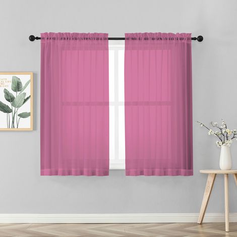 Coppia Tendine Tende 60 x 150 Cm Finestra Semi Oscuranti A Tinta Unita Leggera Cucina Camera Cameretta 2 Pannelli Lilla (1/3)