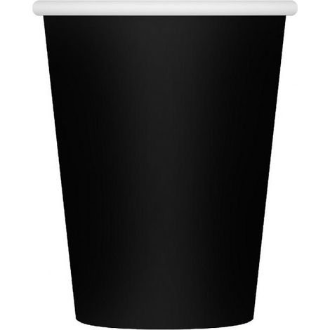 BICCHIERI DI CARTA NERI DA 250 ml, 6 pezzi.