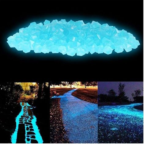300PCS Pierre Lumineuse,Cailloux Lisses de résine,Pierre Lumineuse Exterieur Décoratives pour Aquariums/Jardin/Allées/Routes (Lac Bleu)