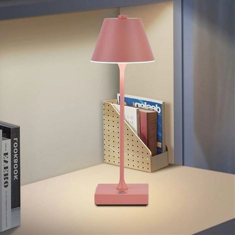 TrAdE Shop Traesio - Lampada Tavolo Ricaricabile Usb 10 Watt 3 Colorazione Di Luce Vari Colori D27-3c - Rosa (1/5)