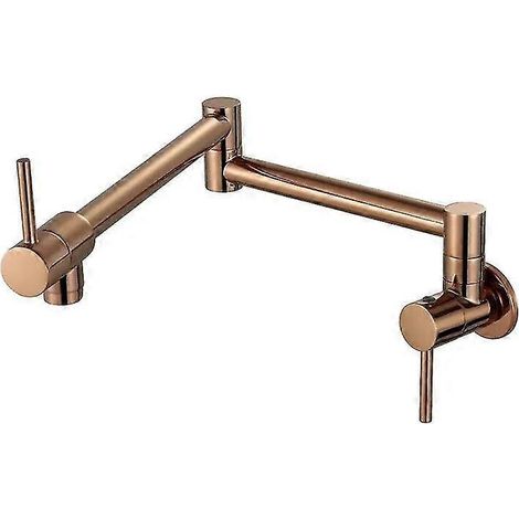 Robinet de cuisine mural pliable et élégant, mitigeur de cuisine monotrou avec bec pivotant et pliable, finition chromée et dorée - WELLNGS (1/5)