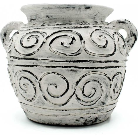 Pot de Plante Grec en Argile avec Poignées - Crème 15cm- Vendu par 1 (1/2)