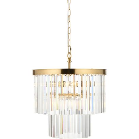 Endon Conaston Suspension en laiton vieilli brossé et verre transparent 4 ampoules E14