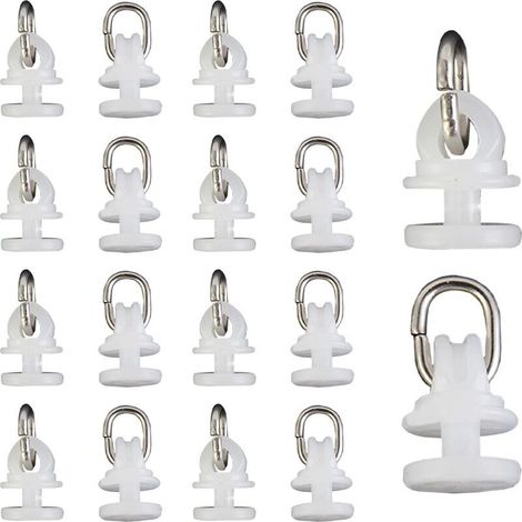 100 Pièces Blanc Rail Glisseur Crochet de Rideau Poulie à Rideaux en Plastique Rail Rideau pour Fenêtre et Rideau de Douche Porte (1/5)