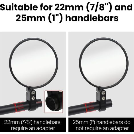 Verstellbarer Motorrad-Fahrrad-Rückspiegel, universeller Lenker-Rückspiegel 22-24 mm (1/4)