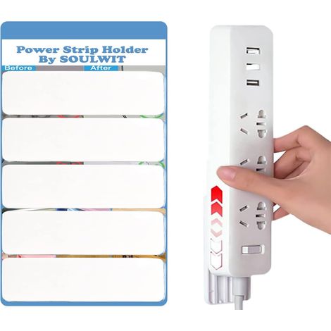 lot de 5 auto-adhésifs support mural pour multiprise, système de gestion de câbles pour routeur télécommandé, ordinateur, cuisine, maison et bureau (1/5)