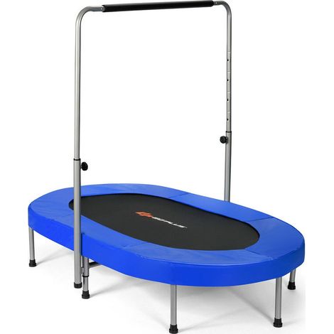 Pliable et facile à ranger, trampoline fitness 2 personnes avec poignée réglable, tapis de saut PP (1/5)