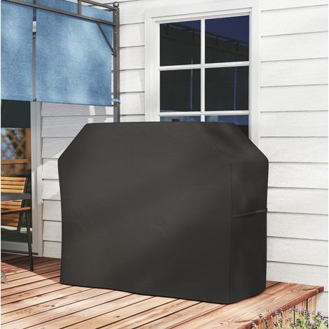 Copertura protettiva per barbecue rettangolare 147 x 61 x 120 cm nera, OKMYHOME (1/5)