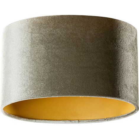 Samtlampenschirm grün mit goldener Innenseite oval 25/16/15