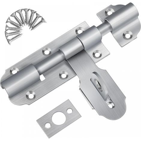 Catenaccio per porta esterna con chiusura a lucchetto, chiusura per porta scorrevole in acciaio inox da 135 mm, piccola chiusura con viti per magazzino, garage, fienile, cancello, porta del cortile. (1/5)