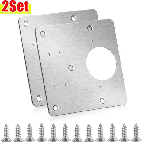 (2 jeux) Plaque de réparation pour charnières de porte de placard de cuisine, plaque de montage avec vis, supports de fixation plats, outils de quincaillerie pour meubles (1/5)