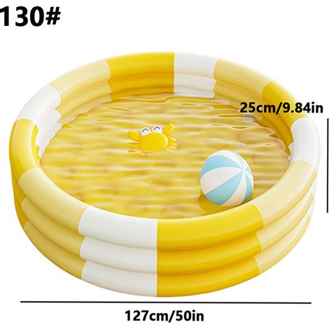 ALLIANDISCircular Kiddie Pool Shallow Raised Circular Pool Kids Product Easy to Inflate Long-Lasting Vinyl for Children yellow (1/5)