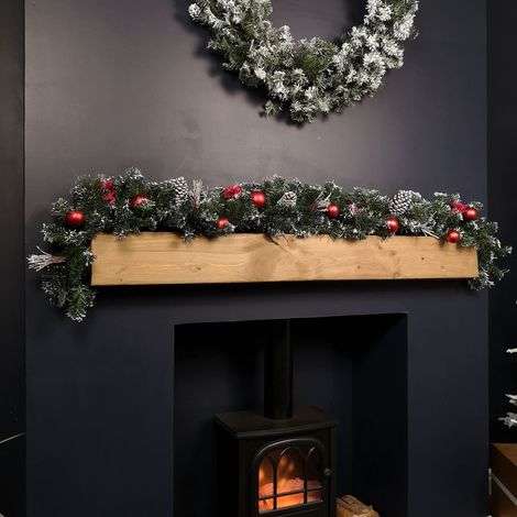 Premier 180cm (6ft) Festive Red Dressed Christmas Garland With Bows And Red Baubles (1/5)