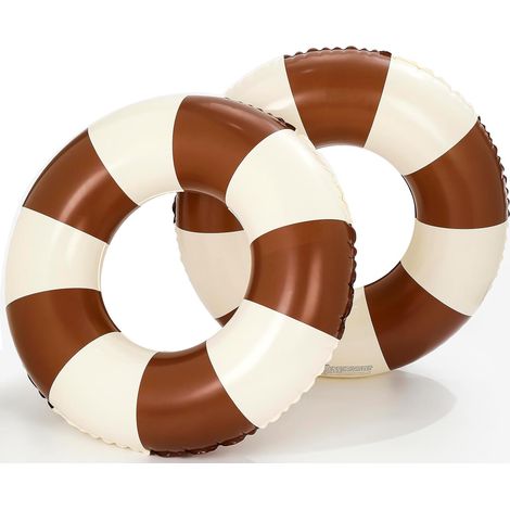 Lot de 2 grands matelas gonflables rayés pour adultes, idéaux pour les piscines et les fêtes aquatiques. (1/5)