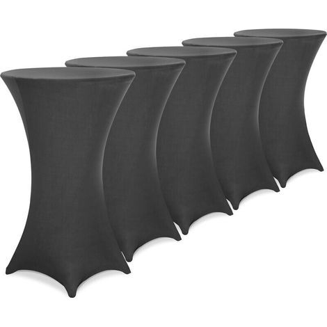 5x Housse de table de cocktail ajustée Lycra Stretch Wedding 5er Set Ø80 cm / noir(de)- (1/4)