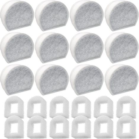 Confezione da 24 prefiltri in schiuma and filtro al carbone compatible with fontane PetSafe Drinkwell INOX 360 Avalon Pagoda Seascape e Sedona, filtro per fontanelle per gatti e cani LOY (1/4)