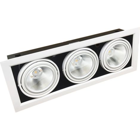 Portafaretto AR111 Orientabile 3x20w Completa di 3 Faretti LED Ghiera SilampLuce Neutra Naturale 4200k (1/5)